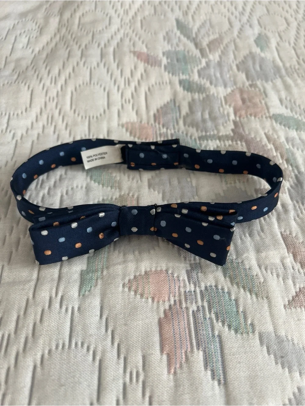 Boys Navy Polka Dot Pre-Tied Bow Tie